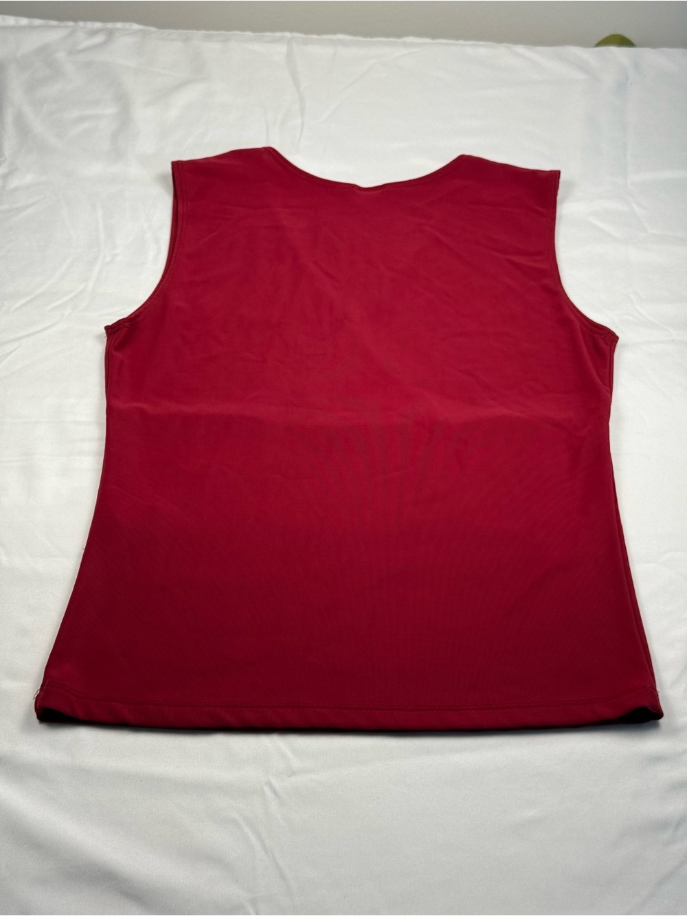 Suzy Women's Sleeveless V-Neck Mock Wrap Tank Top Deep Red Size XL Stretch - Picture 5 of 7